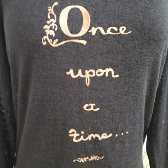Disney Once Upon a Time Back Bow Black Burnout Lace Hem Long Sleeve Tunic Top M - Picture 5 of 10